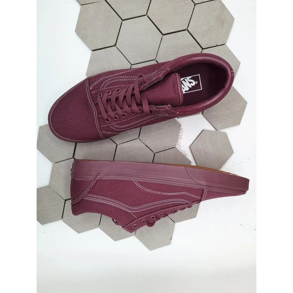 Vans OLD SKOOL Plum Wine Mono Burgundy Men Sz 9 Skateboard Shoes